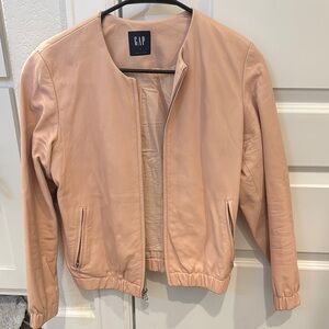 GAP Salmon Lamb Leather Bomber Jacket